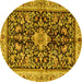 Round Animal Yellow Traditional Rug, tr2495yw