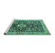 Sideview of Machine Washable Animal Turquoise Traditional Area Rugs, wshtr2495turq