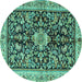 Round Animal Turquoise Traditional Rug, tr2495turq