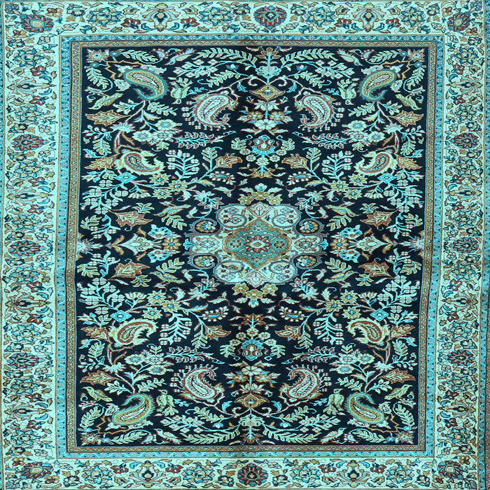 Square Animal Light Blue Traditional Rug, tr2495lblu