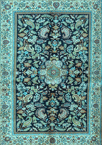 Animal Light Blue Traditional Rug, tr2495lblu