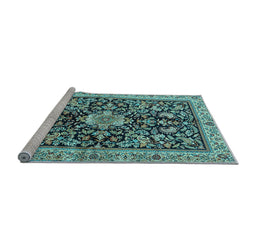 Sideview of Machine Washable Animal Light Blue Traditional Rug, wshtr2495lblu