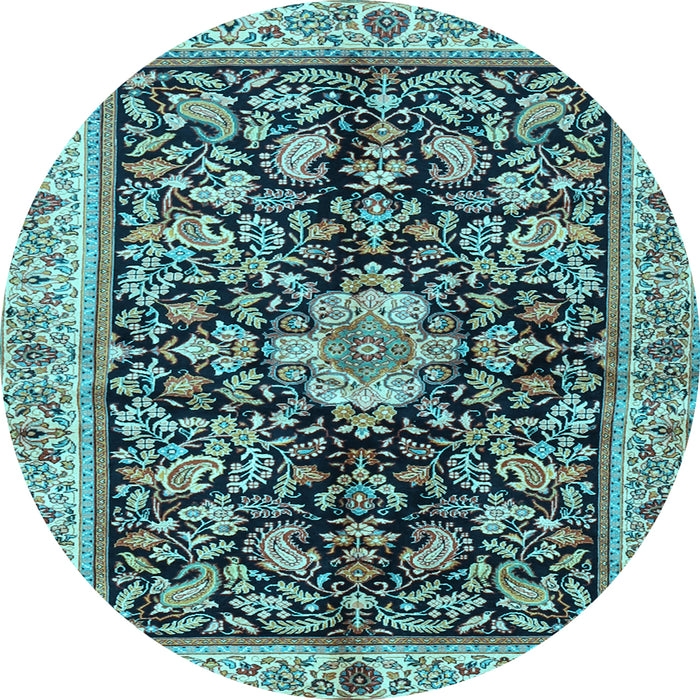 Round Animal Light Blue Traditional Rug, tr2495lblu