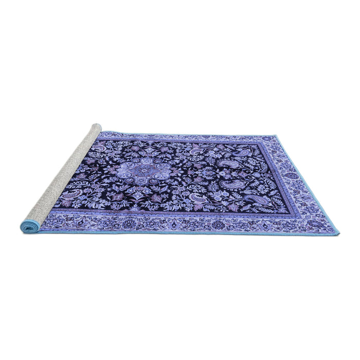 Sideview of Machine Washable Animal Blue Traditional Rug, wshtr2495blu