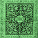 Square Animal Emerald Green Traditional Rug, tr2495emgrn