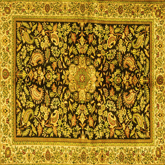 Square Animal Yellow Traditional Rug, tr2495yw