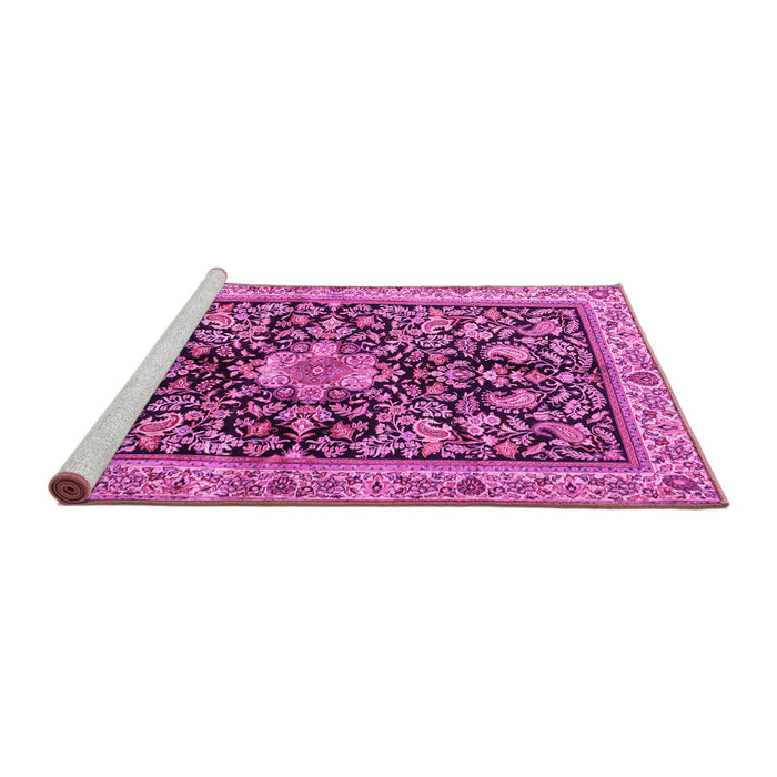 Sideview of Machine Washable Animal Pink Traditional Rug, wshtr2495pnk