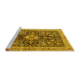Sideview of Machine Washable Animal Yellow Traditional Rug, wshtr2495yw