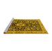 Sideview of Machine Washable Animal Yellow Traditional Rug, wshtr2495yw