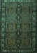 Machine Washable Southwestern Turquoise Country Area Rugs, wshtr2496turq