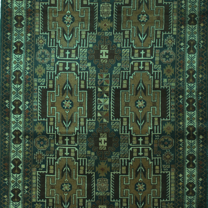 Machine Washable Southwestern Turquoise Country Area Rugs, wshtr2496turq