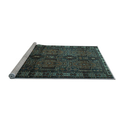Sideview of Machine Washable Southwestern Light Blue Country Rug, wshtr2496lblu