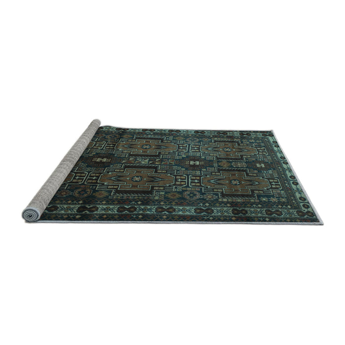 Sideview of Machine Washable Southwestern Light Blue Country Rug, wshtr2496lblu