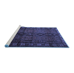 Sideview of Machine Washable Southwestern Blue Country Rug, wshtr2496blu