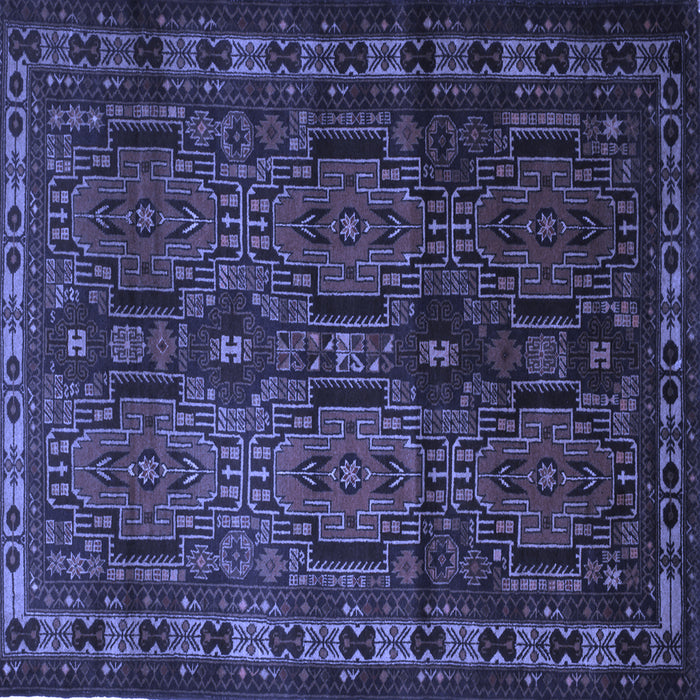 Square Machine Washable Southwestern Blue Country Rug, wshtr2496blu