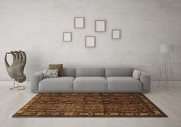 Machine Washable Southwestern Brown Country Rug in a Living Room,, wshtr2496brn