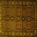 Square Machine Washable Southwestern Yellow Country Rug, wshtr2496yw