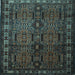 Square Machine Washable Southwestern Light Blue Country Rug, wshtr2496lblu