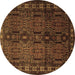 Round Southwestern Brown Country Rug, tr2496brn