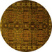 Round Southwestern Yellow Country Rug, tr2496yw