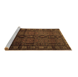 Sideview of Machine Washable Southwestern Brown Country Rug, wshtr2496brn