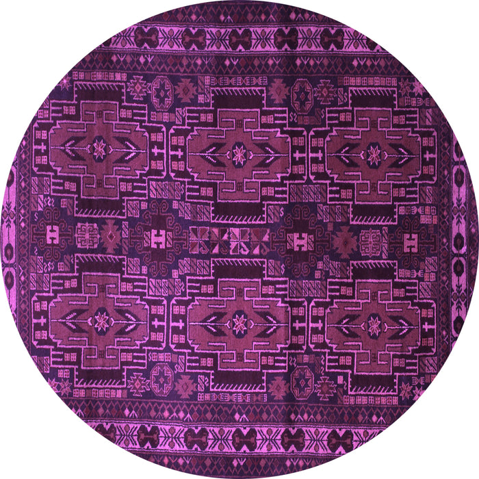 Round Machine Washable Southwestern Purple Country Area Rugs, wshtr2496pur