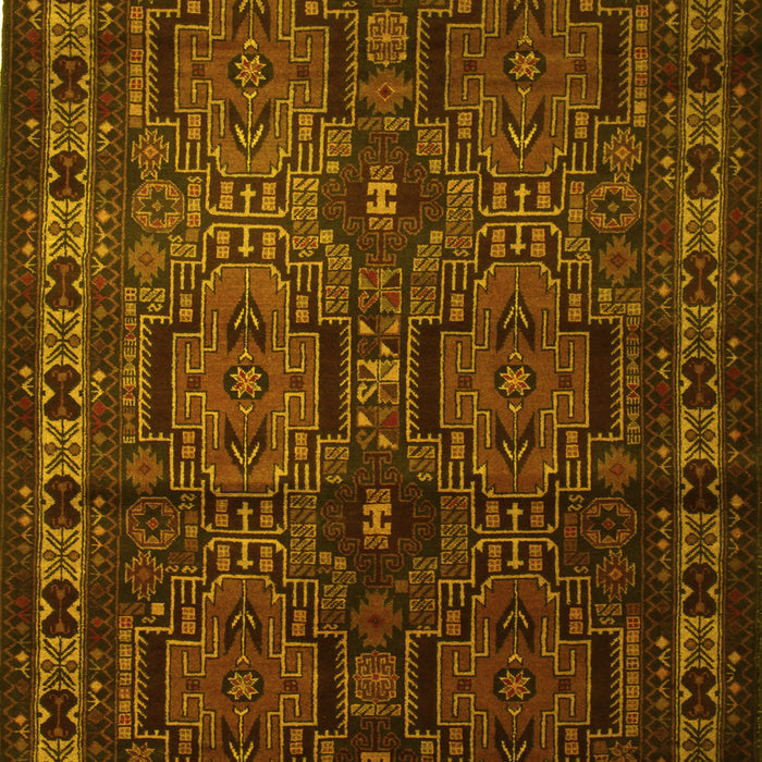 Machine Washable Southwestern Yellow Country Rug, wshtr2496yw