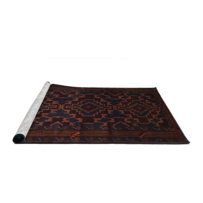 Sideview of Machine Washable Traditional Burgundy Brown Rug, wshtr2497