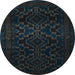 Round Persian Light Blue Traditional Rug, tr2497lblu