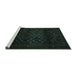 Sideview of Machine Washable Persian Turquoise Traditional Area Rugs, wshtr2497turq