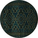 Round Persian Turquoise Traditional Rug, tr2497turq