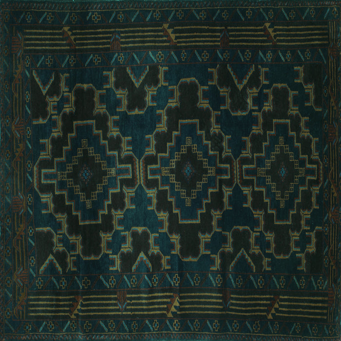 Square Persian Turquoise Traditional Rug, tr2497turq