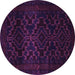 Round Machine Washable Persian Purple Traditional Area Rugs, wshtr2497pur