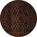 Round Persian Brown Traditional Rug, tr2497brn