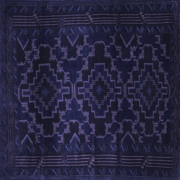 Square Machine Washable Persian Blue Traditional Rug, wshtr2497blu