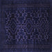 Square Machine Washable Persian Blue Traditional Rug, wshtr2497blu