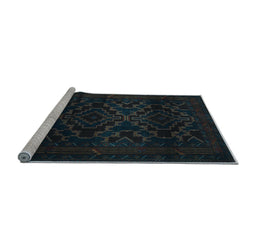 Sideview of Machine Washable Persian Light Blue Traditional Rug, wshtr2497lblu