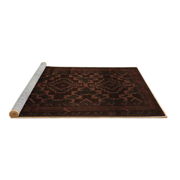 Sideview of Machine Washable Persian Brown Traditional Rug, wshtr2497brn