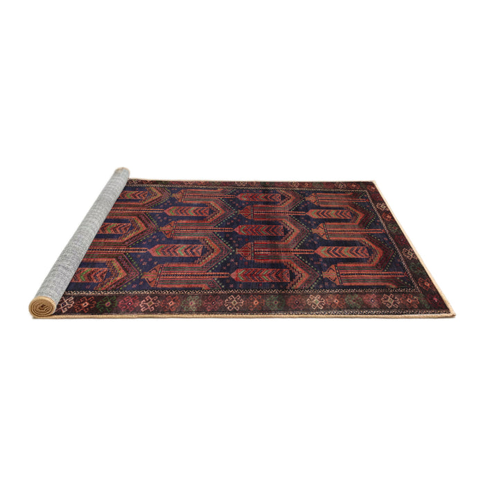 Sideview of Machine Washable Traditional Chestnut Brown Rug, wshtr2498