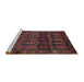 Sideview of Machine Washable Traditional Chestnut Brown Rug, wshtr2498