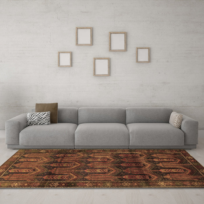 Machine Washable Persian Brown Traditional Rug in a Living Room,, wshtr2498brn