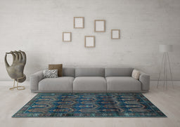 Machine Washable Persian Light Blue Traditional Rug in a Living Room, wshtr2498lblu