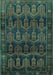 Machine Washable Persian Turquoise Traditional Area Rugs, wshtr2498turq