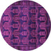 Round Machine Washable Persian Purple Traditional Area Rugs, wshtr2498pur