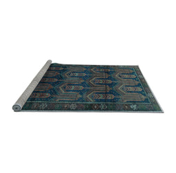 Sideview of Machine Washable Persian Light Blue Traditional Rug, wshtr2498lblu