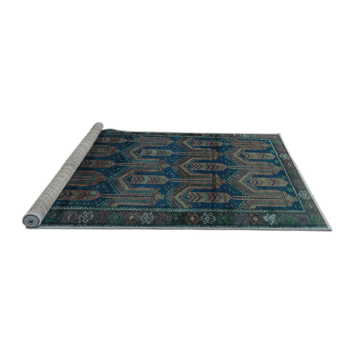 Sideview of Machine Washable Persian Light Blue Traditional Rug, wshtr2498lblu