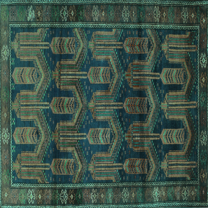 Square Machine Washable Persian Turquoise Traditional Area Rugs, wshtr2498turq
