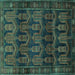 Square Machine Washable Persian Turquoise Traditional Area Rugs, wshtr2498turq