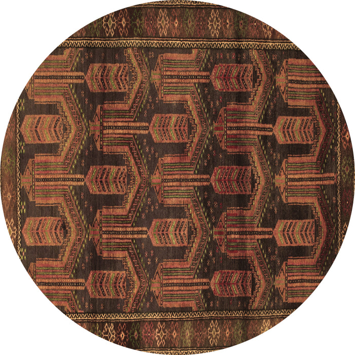 Round Persian Brown Traditional Rug, tr2498brn