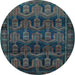 Round Machine Washable Persian Light Blue Traditional Rug, wshtr2498lblu